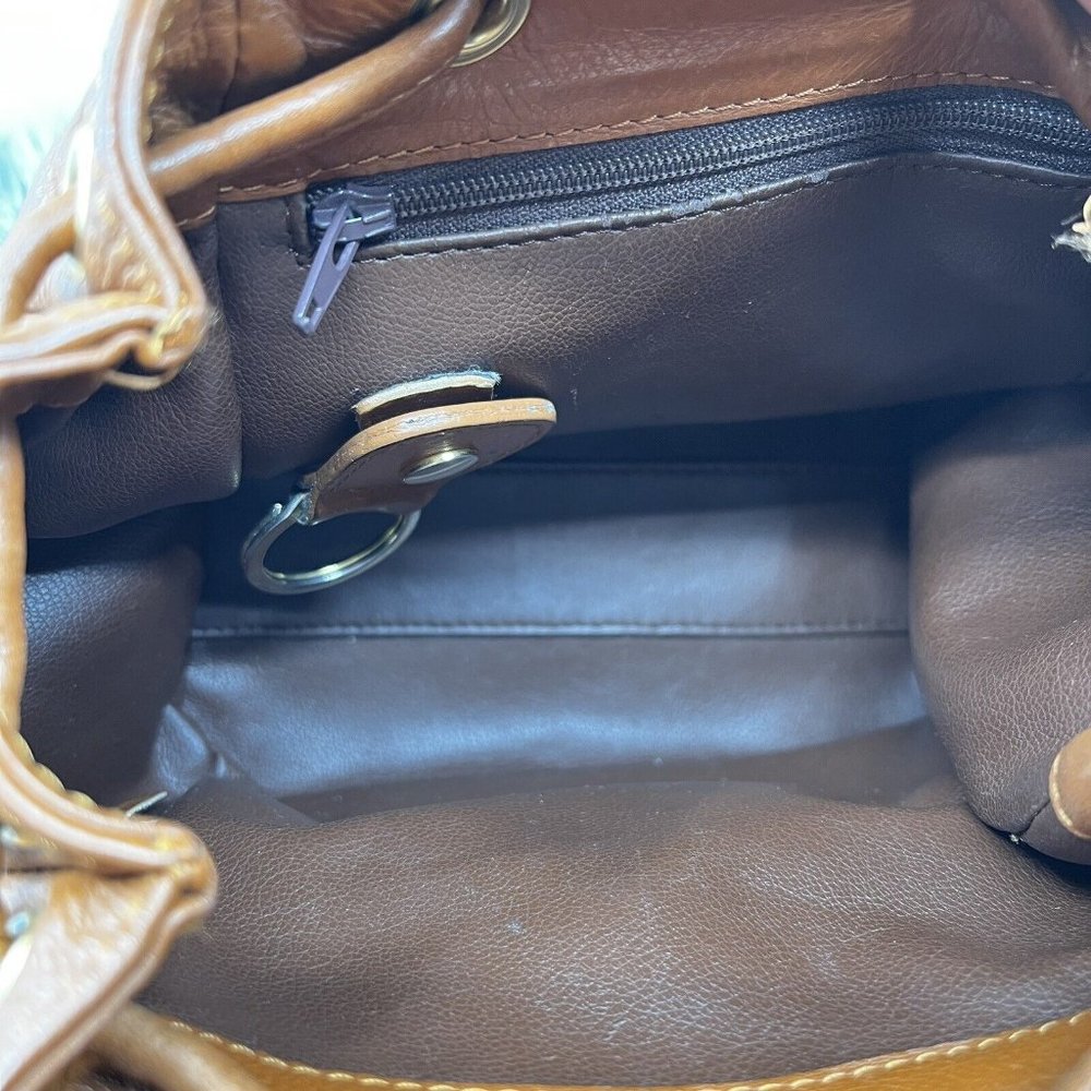 Vintage Christian Dior Tan Brown Leather CD Flap Mini Backpack - Picture 4 of 11